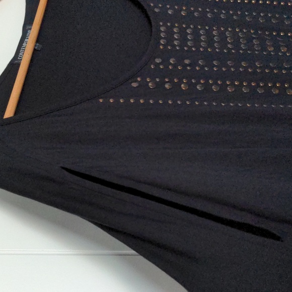 Ladies Trendy Studded Look Black Peekaboo Sleeve Top Size XL - Picture 5 of 8